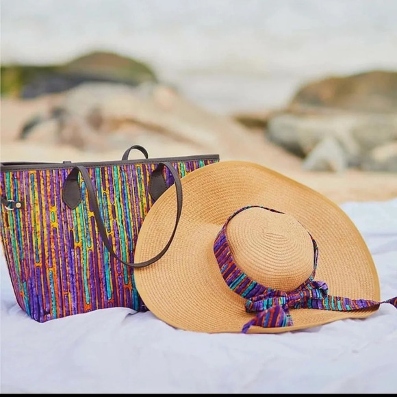 Vintage 💕Kweenzyafrik Ankara printed handmade Keimie Carry  all Tote hat set - Picture 2 of 14